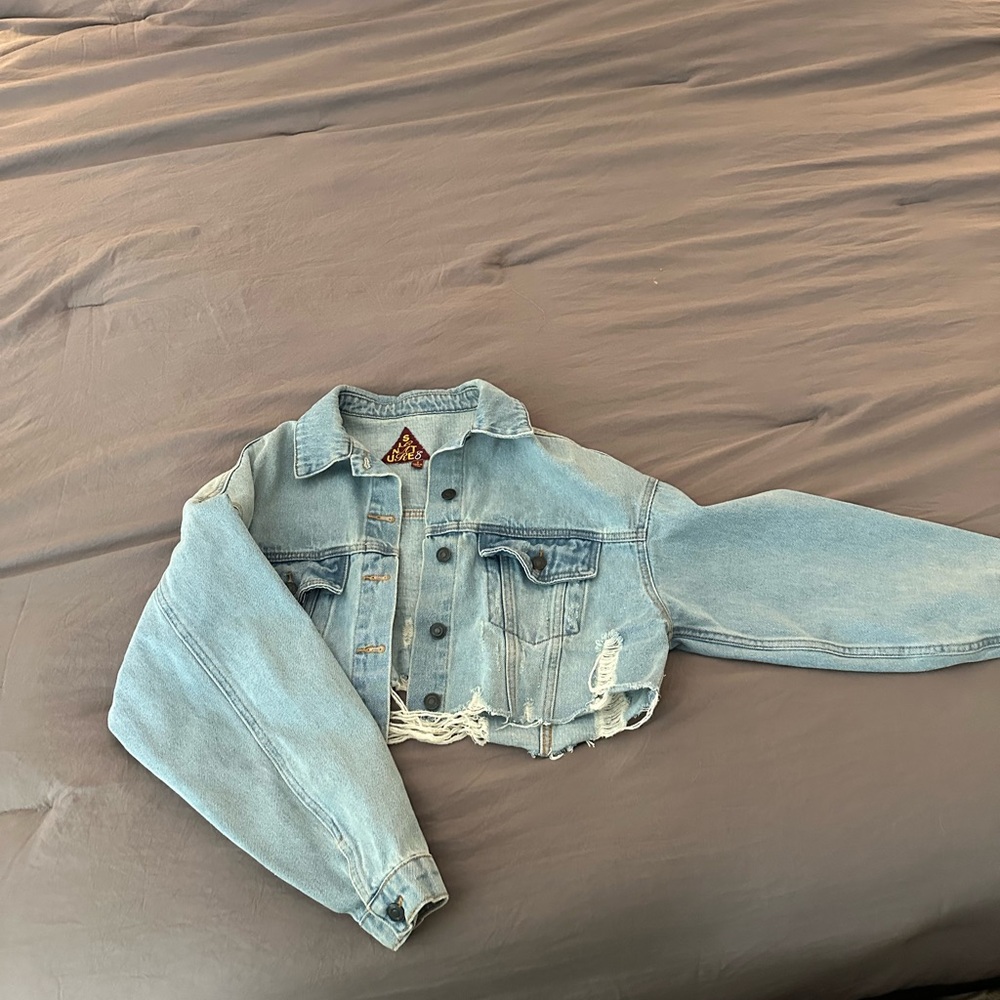 Light Blue Cropped Denim Jacket